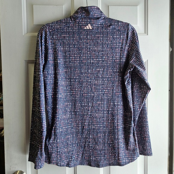 Adidas Women Lightweight Long Sleeve Golf Polo Shirt UPF 50 Print M - Picture 3 of 10